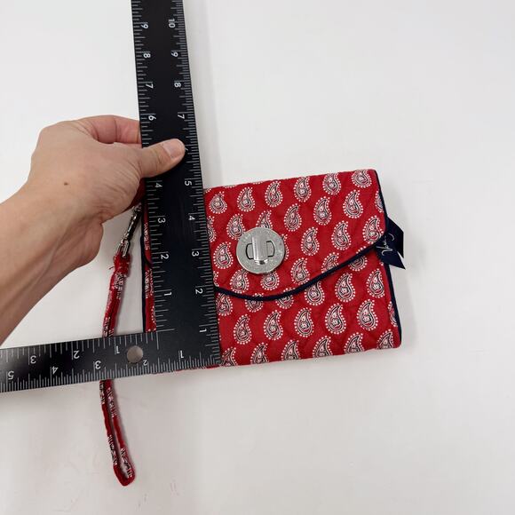Vera Bradley Red Petite Red Bandana Paisley Turnlock Wallet Wristlet Strap - Picture 10 of 10